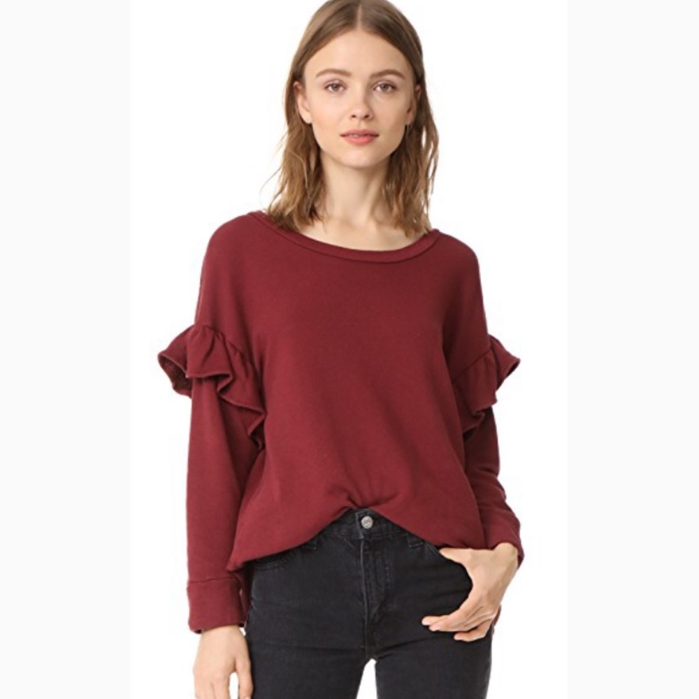Current elliott red ruffle sweatshirt